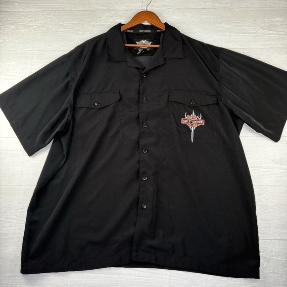 2008 Harley-Davidson Black Button-Up Shirt with Graphic on the Back Mens 3XL - Picture 2 of 10